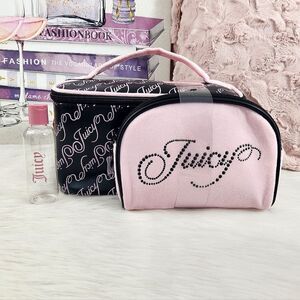 {Juicy Couture} Pink and Black Train Case Bag Set